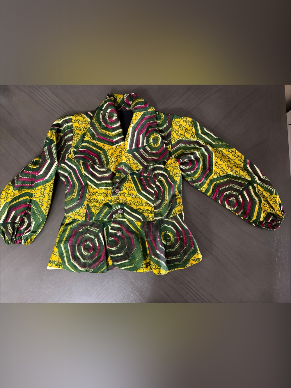 Vibrant Yellow & Green Printed Peplum Blouse